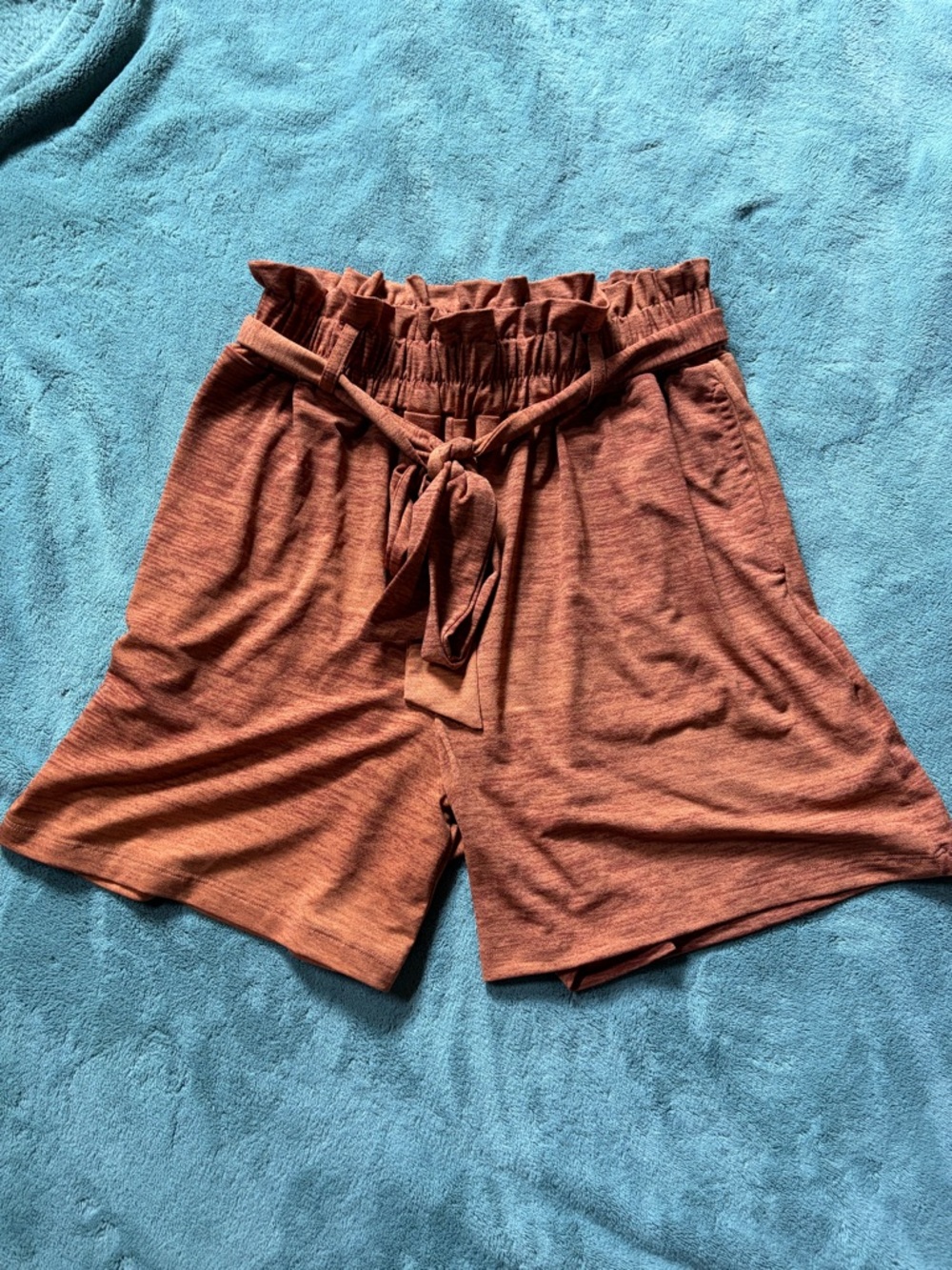 LuLaRoe High-Waist Paperbag Tie Shorts in Rust